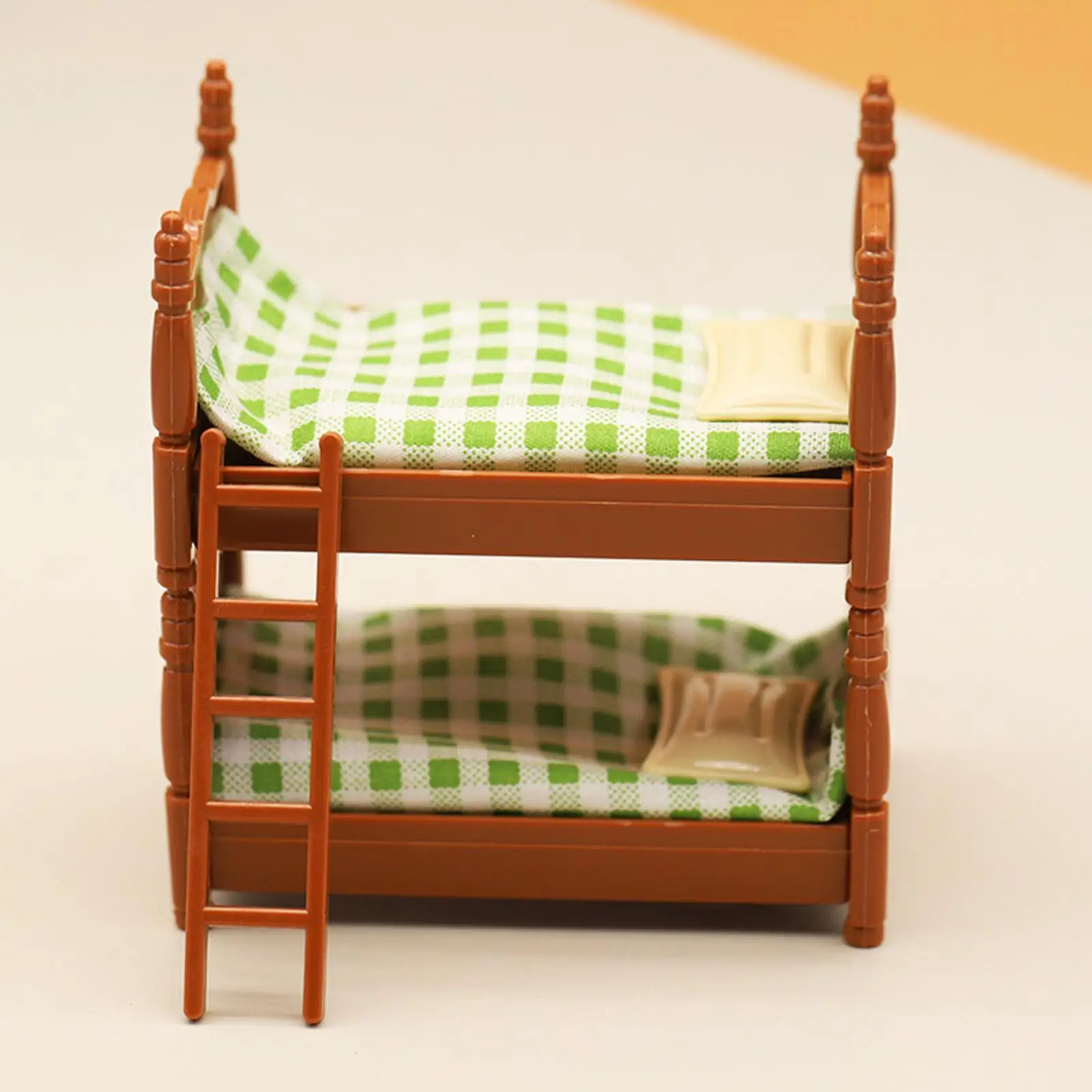 Casa de muñecas litera con dosel, accesorios de cama, manualidades DIY con una escalera delicada
