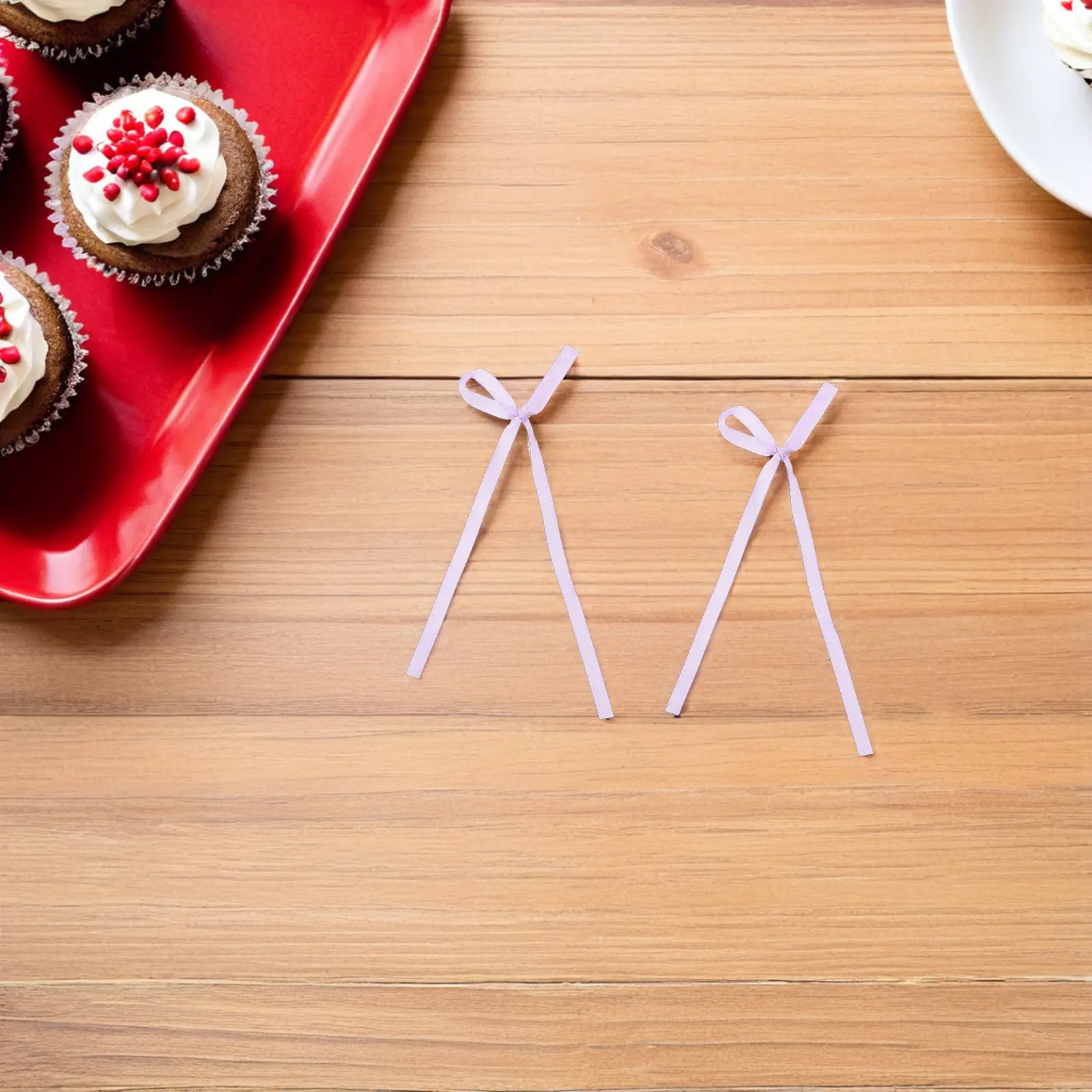 

50Pcs Elegant Purple Bowknot Cake Toppers Polyester Cupcake Picks for Shower Birthday Wedding Anniversary Party Dessert