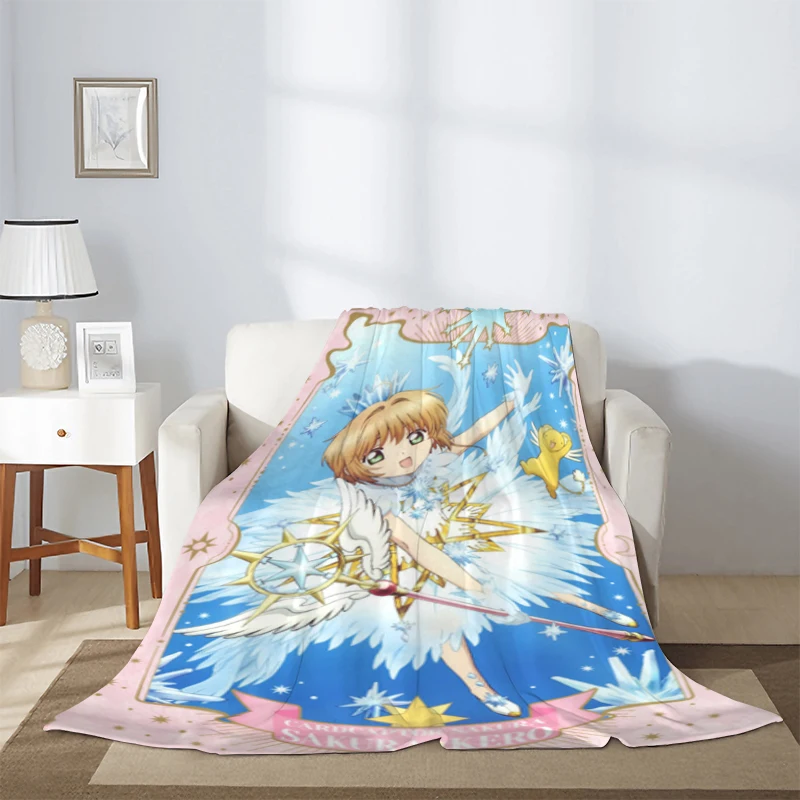 

Cute Anime Blanket Custom Girl Sakura Card Captor Thick Blankets for Winter Cartoon Microfiber Bedding Knee Sofa Warm Fleece Nap