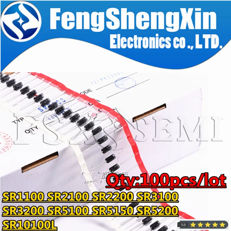 

100pcs SR1100 SR2100 SB2100 SR2200 SR3100 SR3200 SR5100 SR5150 SR5200 SR10100L Schottky diode