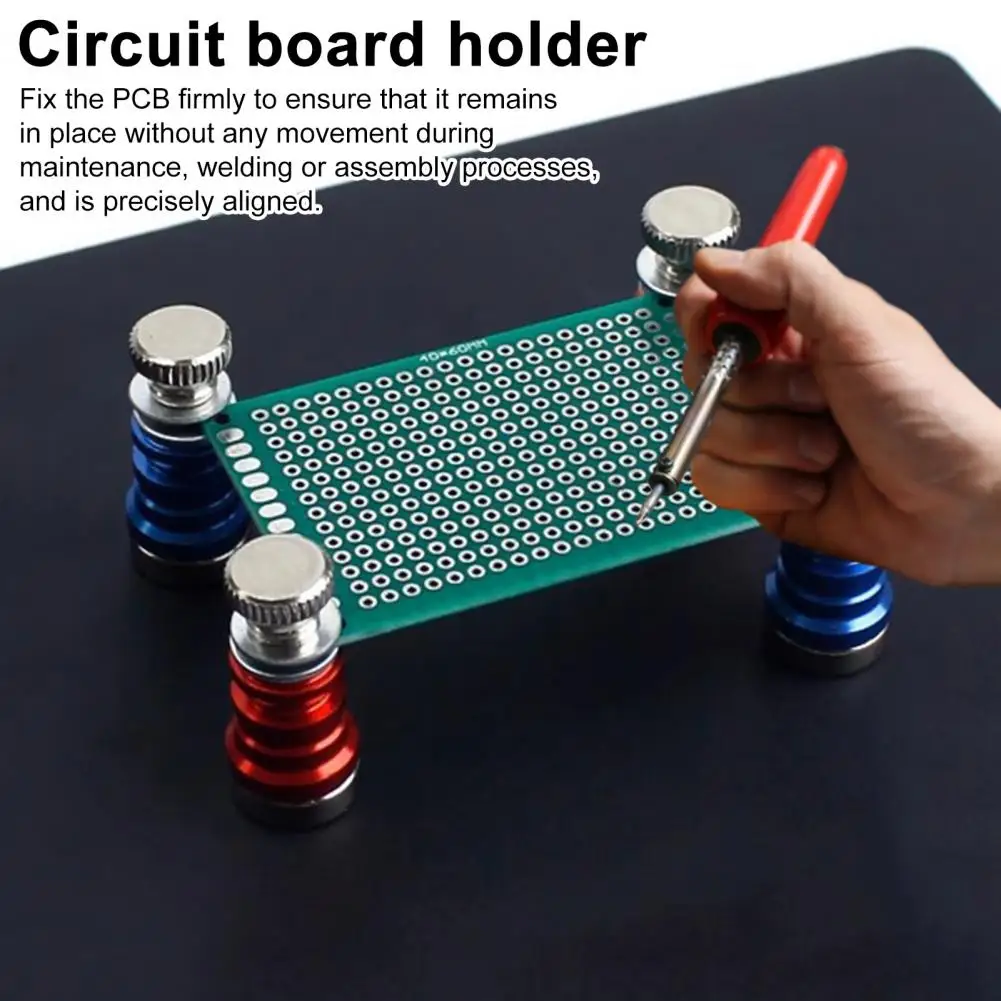 

Spring Loaded Magnetic PCB Holder, Adjustable Angle Soldering Aid With Damage-Preventing Cushion, Electronic Repair Clamp