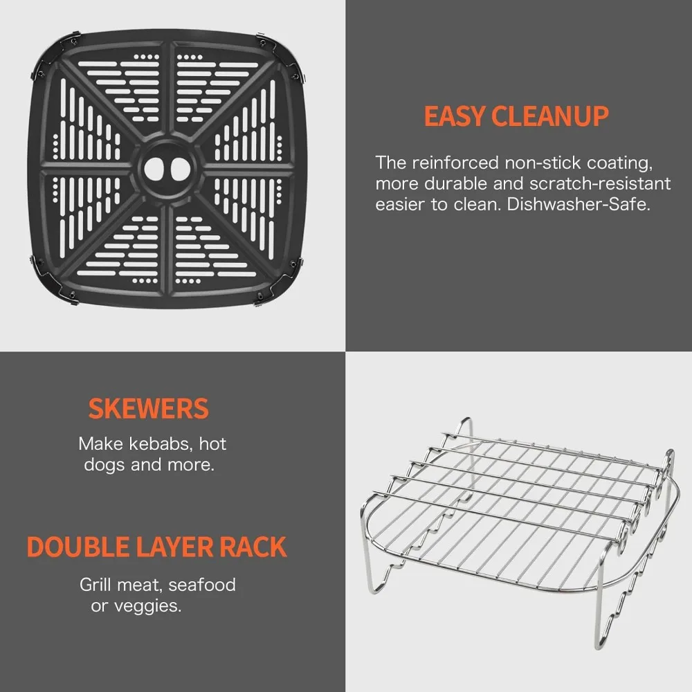 Air Fryer, 10 Quart Family Size Large Airfryer, 6 One-Touch Digital Control Preset Cooking Functions Air Fryers