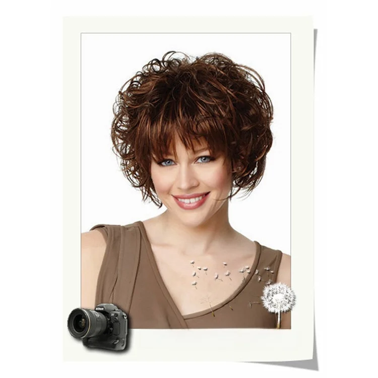 Peruka damska z włosów syntetycznych, odporna na wysokie temperatury, kręcone włosy, puszyste kręcone doczepy, peruka zakrywająca całą głowę.