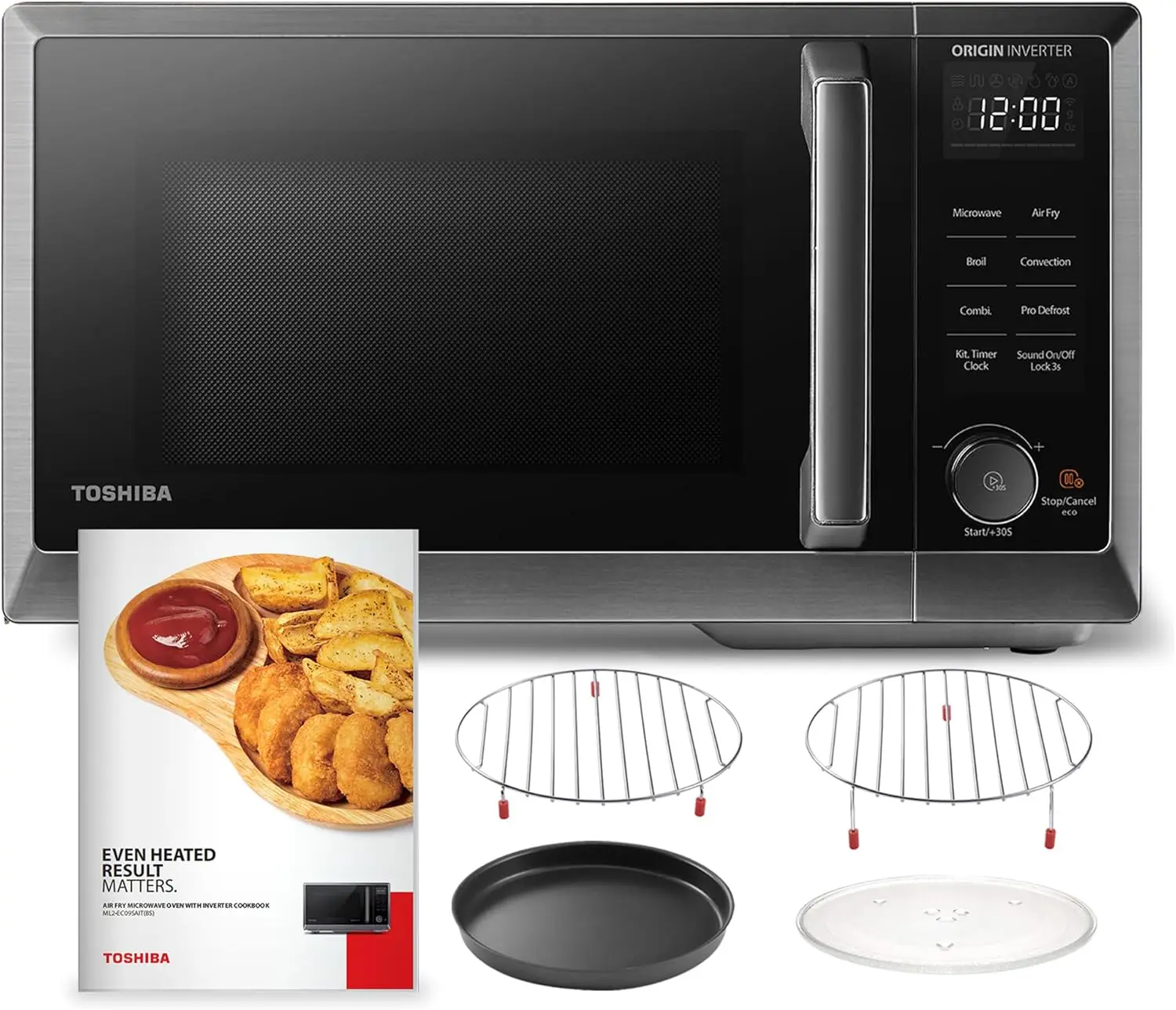 Countertop 6-in-1 Inverter Microwave Oven and Healthy Air Fryer Combo with Broil, Convection, Speedy Combi, Even Defrost, 11.3-I