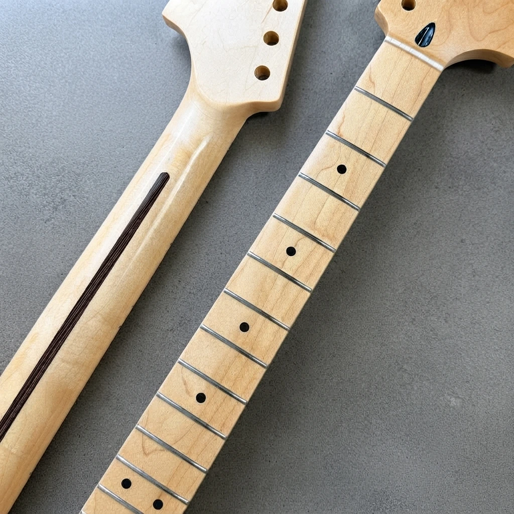 Big Headstock Guitar Neck, ST Style Replacement, 22 Frets, Standard Scale, Dark Fingerboard, Gloss Finish for Custom Build