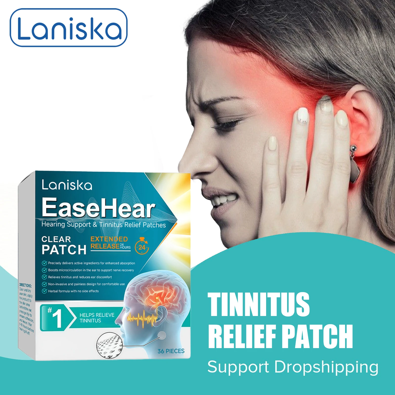 

36/72/98pcs Tinnitus Treatment Patch Relaxing Ear Improve Listening Anti Hearing Loss Earach Calm Brain Nerve Ear Ringing Patch