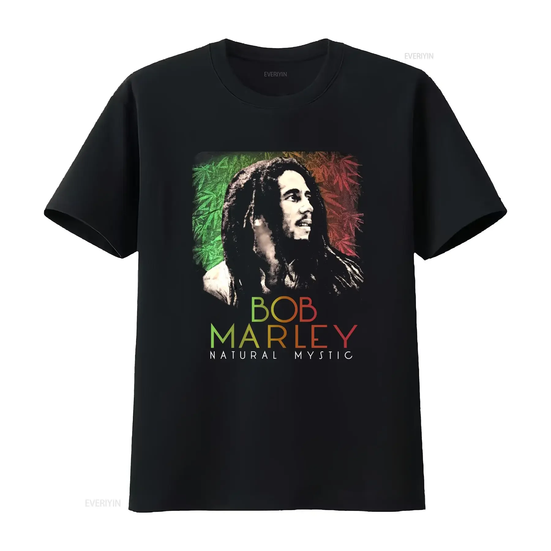 

bob marley leaves mystic T Shirt vintage Washed Top For Everyday Wear Stylish Breathable Slightly Soft Casual fashion homme