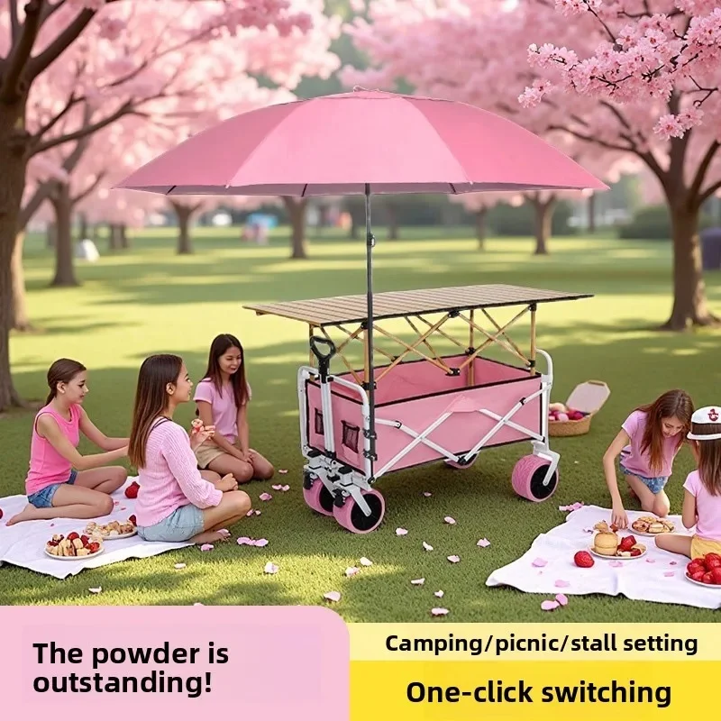 Pink Stall Trolley Foldable Portable Picnic Camp Cart A Must Outdoor Camping Stalls