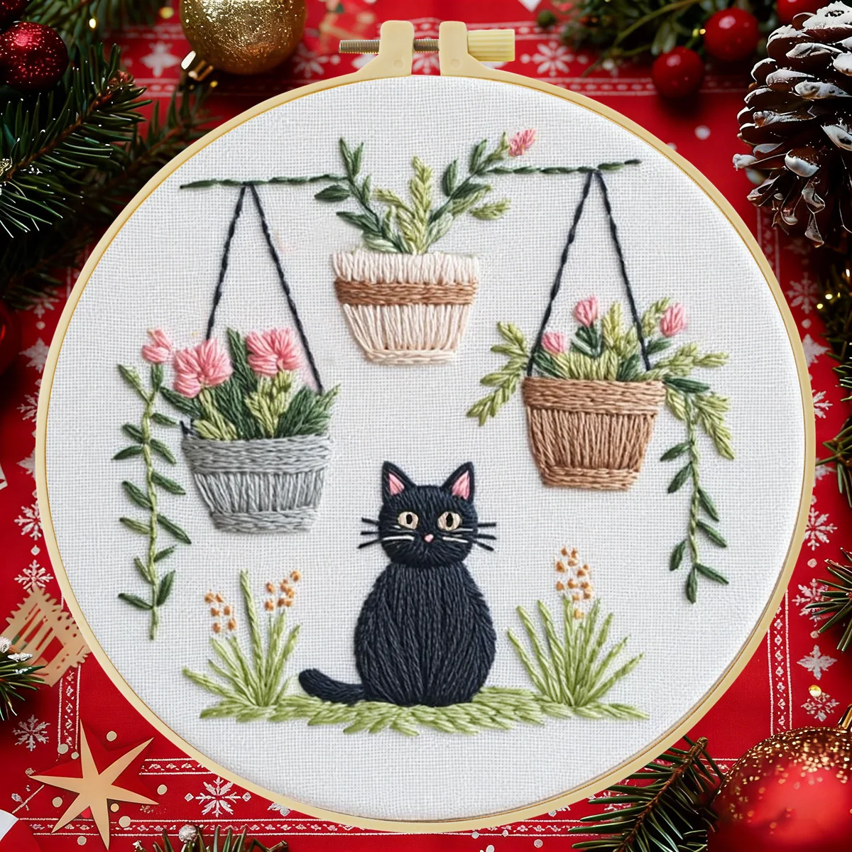 

1 шт. 20X20 см/15X15 см стартовый набор для вышивания растений и черных кошек DIY вышивка крестиком швейное искусство для подарка