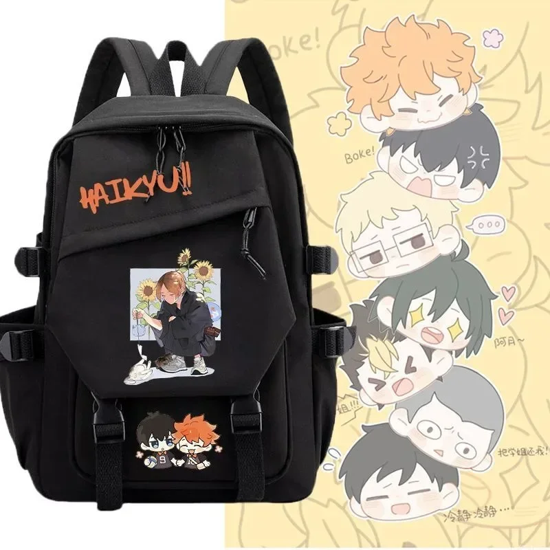 Black Blue Pink, Haikyuu, Student Kids Teens School Bags, Large Capacity Mochilas Anime Backpacks for Girls Boys Gift