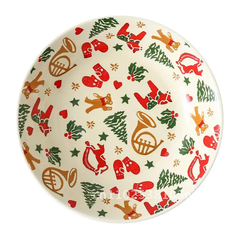 

Scandinavian Retro Christmas Ceramic Tableware Set - High-Value Vintage Style Mug Water Cup Bowl & Plate for Home & Restaurant