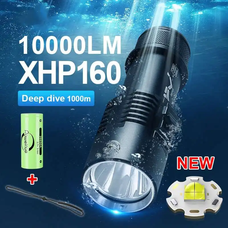 

XHP160 Underwater Lantern 10000LM Professional Diving Flashlight Rechargeable Diving 1000m Waterproof Underwater Search Light
