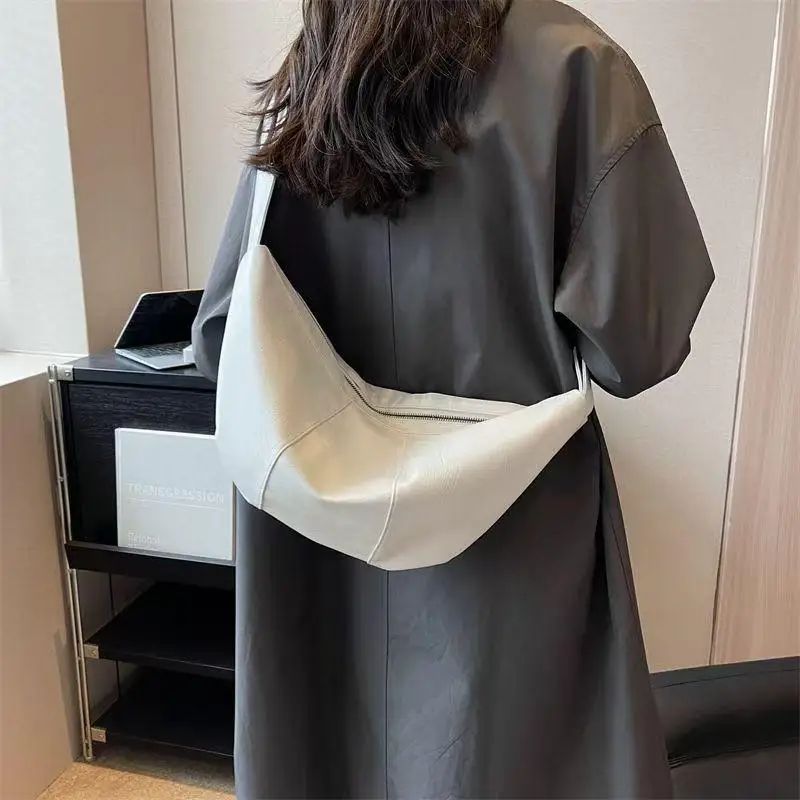 حقيبة نسائية عصرية بلون سادة كبيرة تحت الإبط حقيبة كتف كورية كاجوال عبر الجسم #5