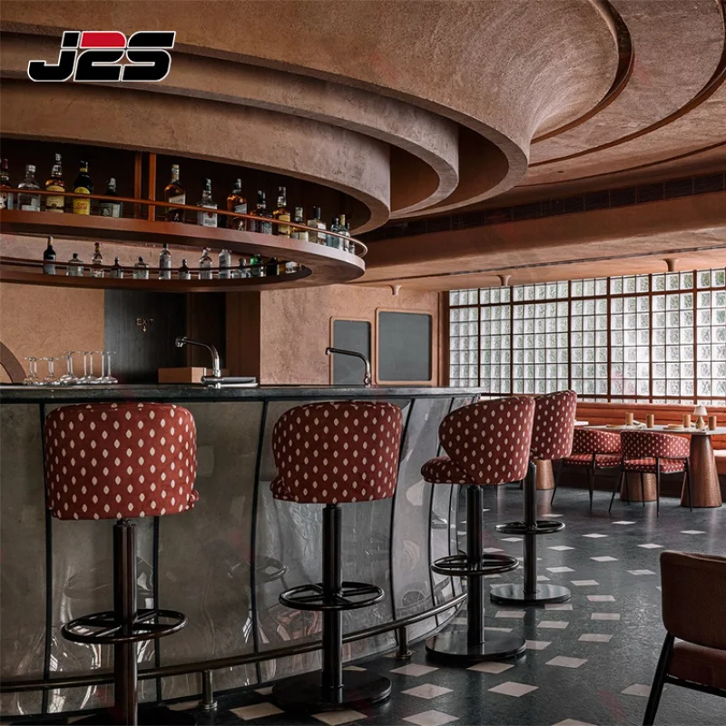 custom.Luxury Club Bar Furniture Set with Velvet Upholstered Restaurant High Stools and Metal Base Tables