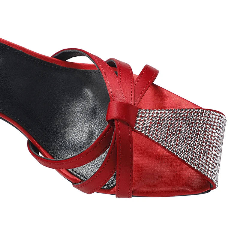 2024 Women's New Silk Sexy Party High Heels Fashion Classic Rhinestone Outdoor Brand Slippers Banquet Open Toe Thick Heel Sandal