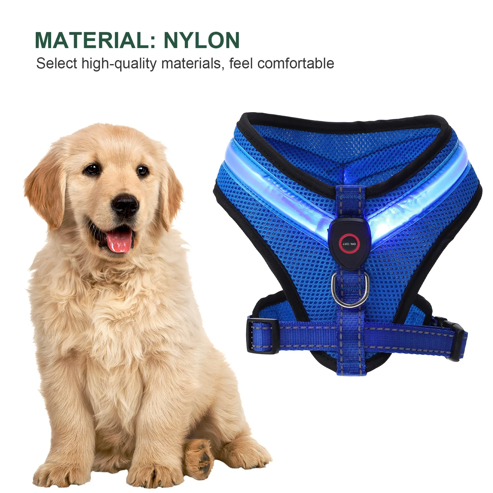 

1Set Pet Dog LED Vest Luminous Rechargeable Vest for Night Safety Stylish and Comfortable Fit for Small to Medium Puppies and