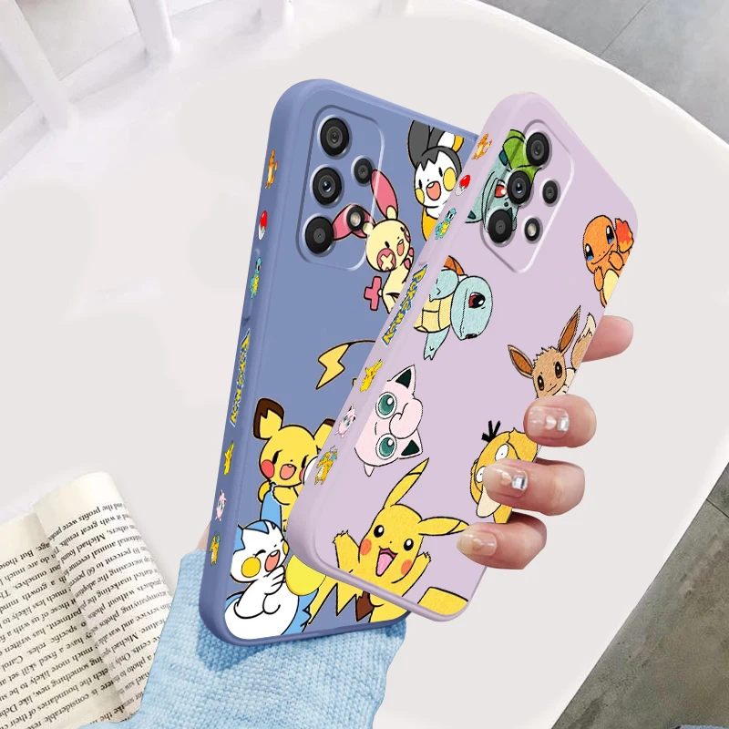 P-Poke M-mon Cute Cartoon Liquid Left Rope For Samsung Note 20 10 A54 A31 A14 A03 A22 A34 A04 A24 A25 Ultra Plus 5G TPU