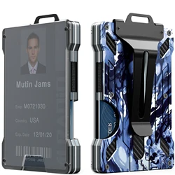 Men's Slim Aluminum RFID Wallet - 15 Card Capacity with Metal Money Clip + Clear ID Window, Anti-Theft Minimalist Design