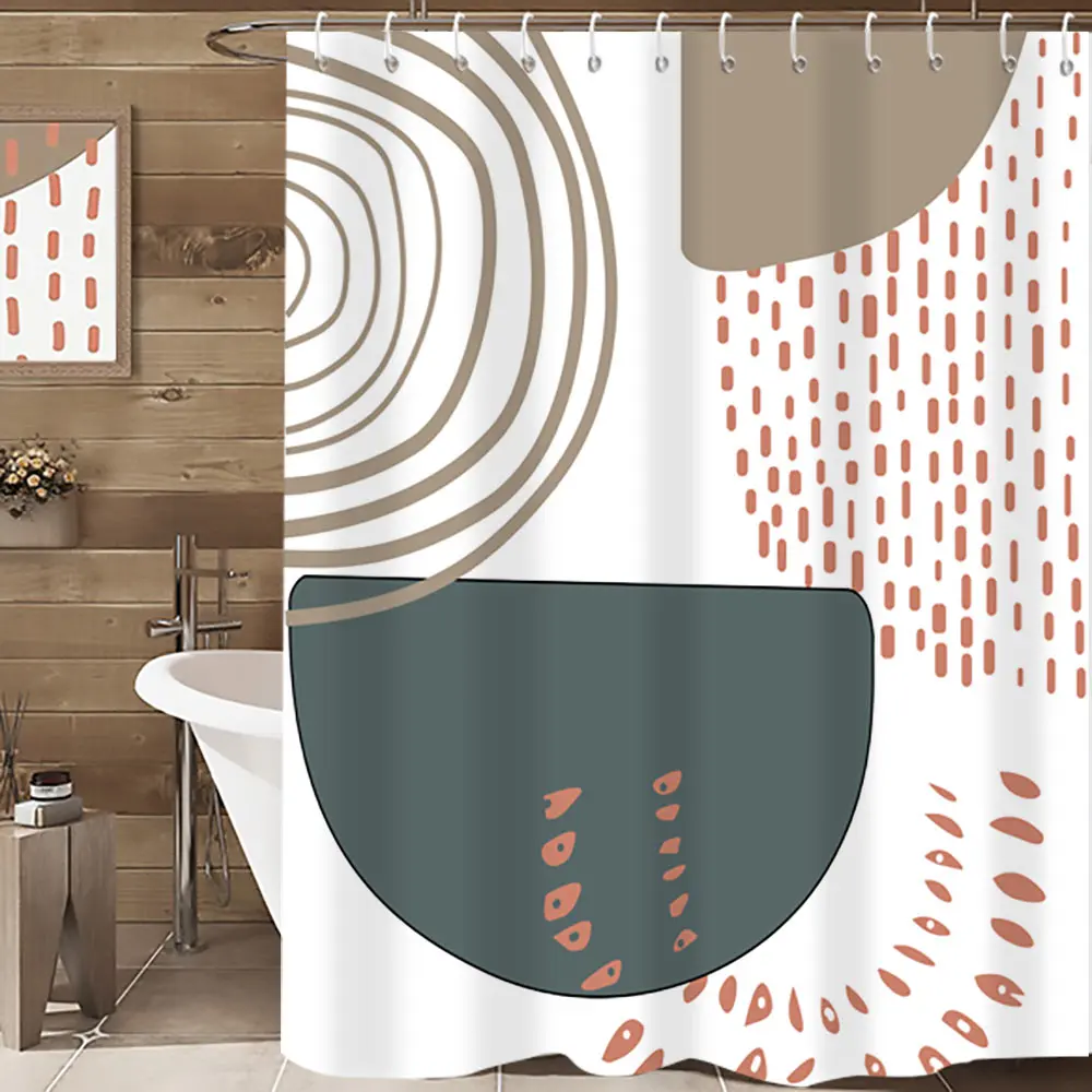 Simply Gometry Bathroom Shower Curtain Waterproof With 12 Hooks Home Deco Free Ship