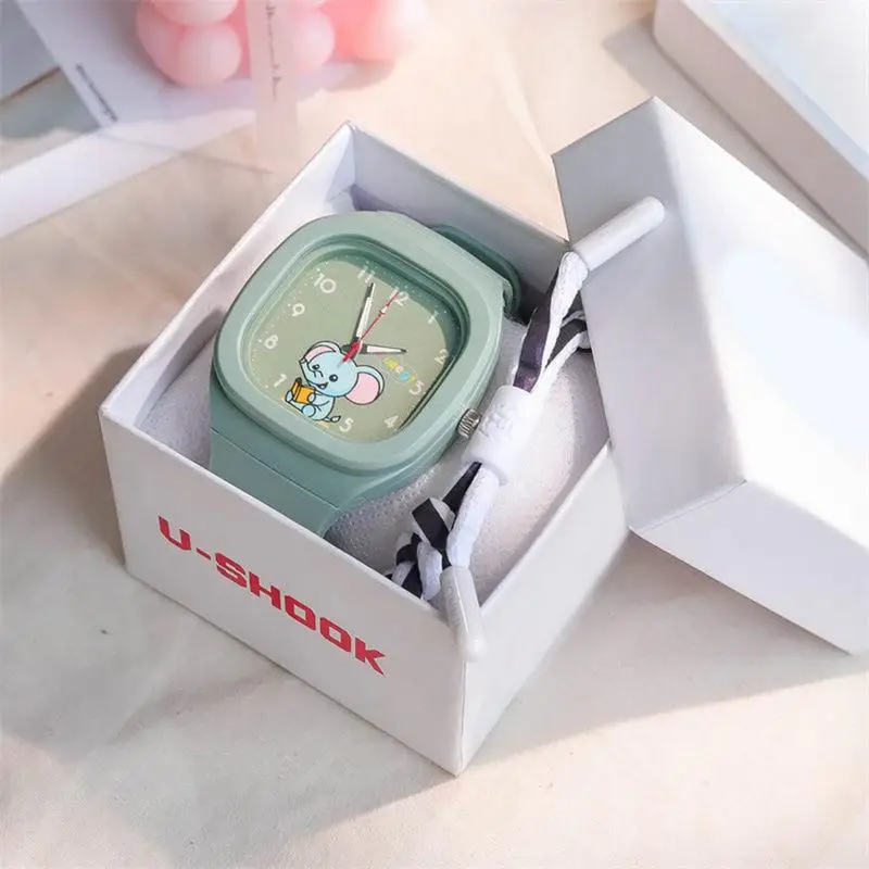 Lovely Kids Watch Waterproof Toddler Digital Watch Light Watch Luminous Square Silicone Fashion Watch For Boys Girls Ages 3-10