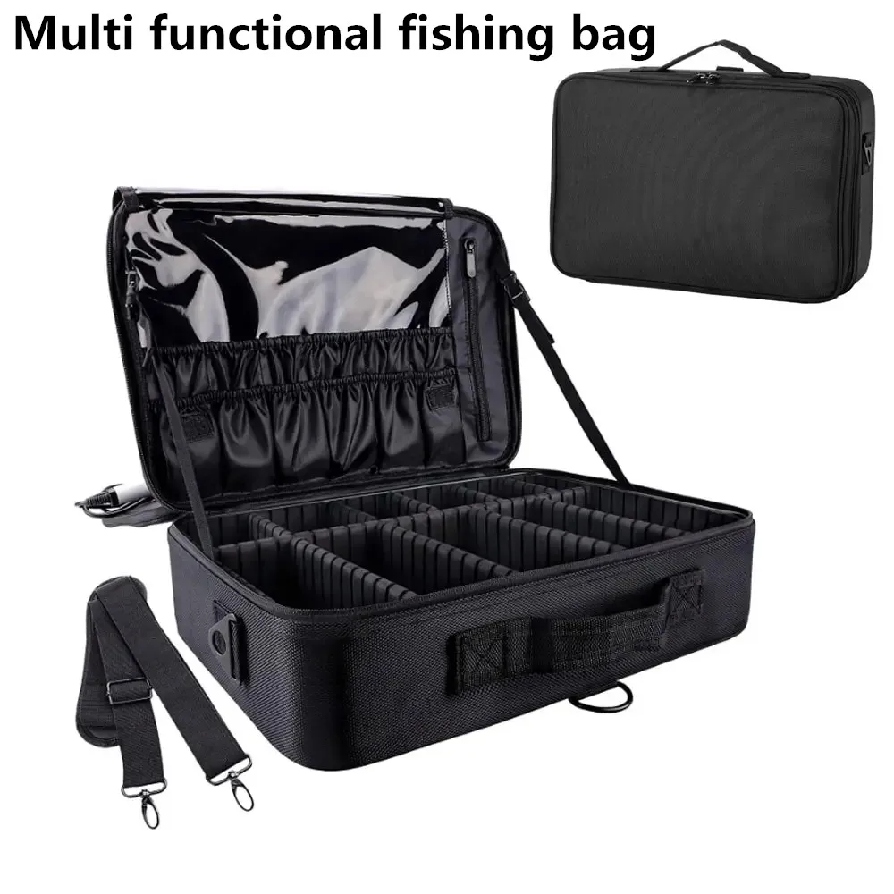 Large fishing gear bag, fishing roll, waterproof fishing lure bag Oxford multifunctional storage multi-layer outdoor fishing bag