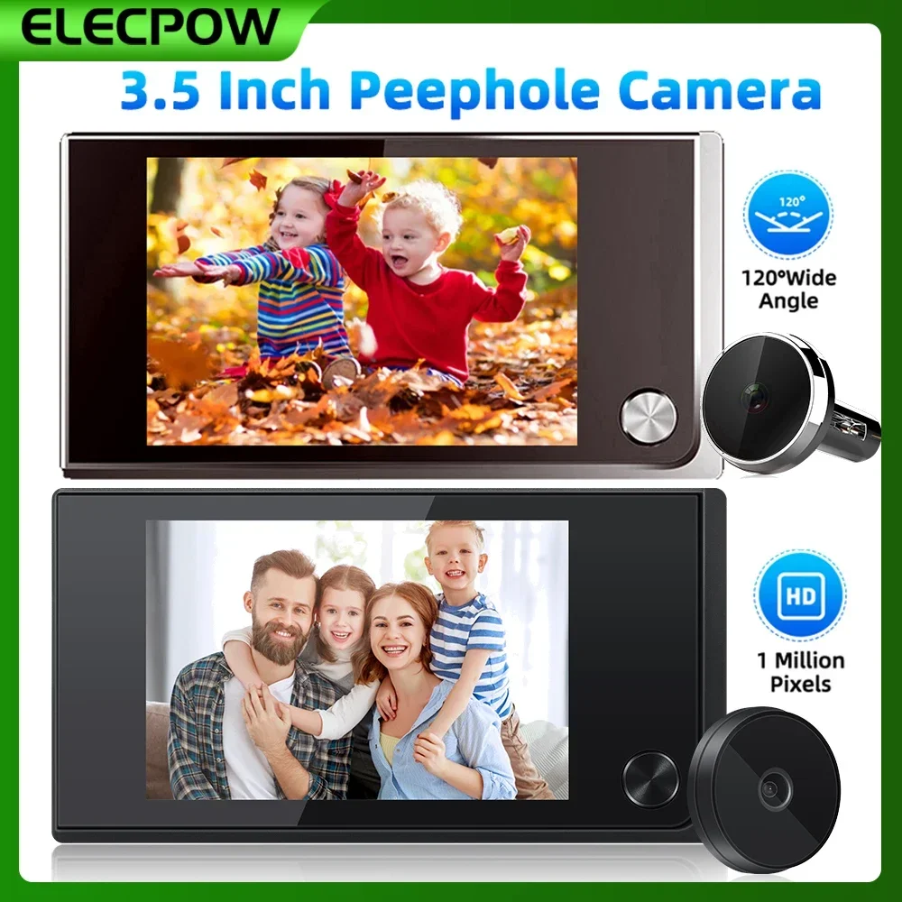 

Elecpow 3.5 inch Peephole Video Doorbell Camera 120 Degree Angle Peephole Viewer Smart Home Outdoor Cat Eye Visual Doorbell