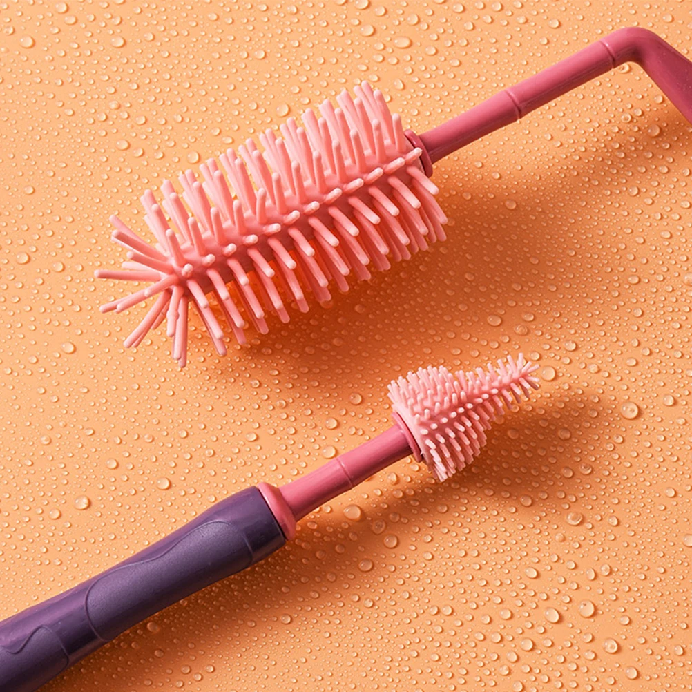 

Baby Bottle Brushes Set TPE PP Material Flexible Bristles Non Scratch Milk Stain Cleaner Silicone Brush Head Bottle Cleaning