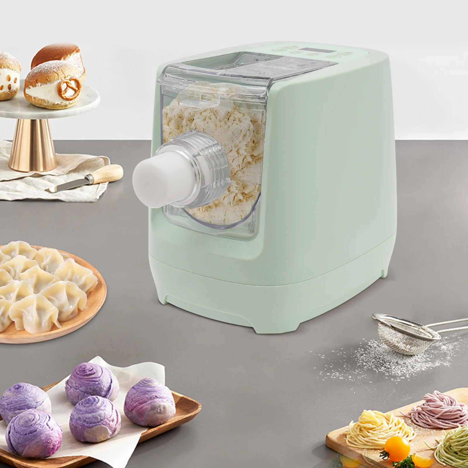 Pembuat Pasta dan Mie Elektrik 260W Otomatis Mesin Pasta 12 Bentuk Mie