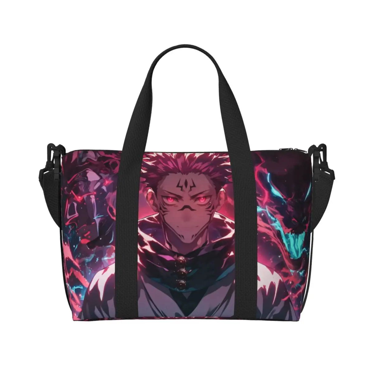 

Custom J-Jujutsus K-Kaisens Beach Tote Bag Women Extra Large Gym Carry On Cartoon Manga Classic Movie Travel Shopping Bags