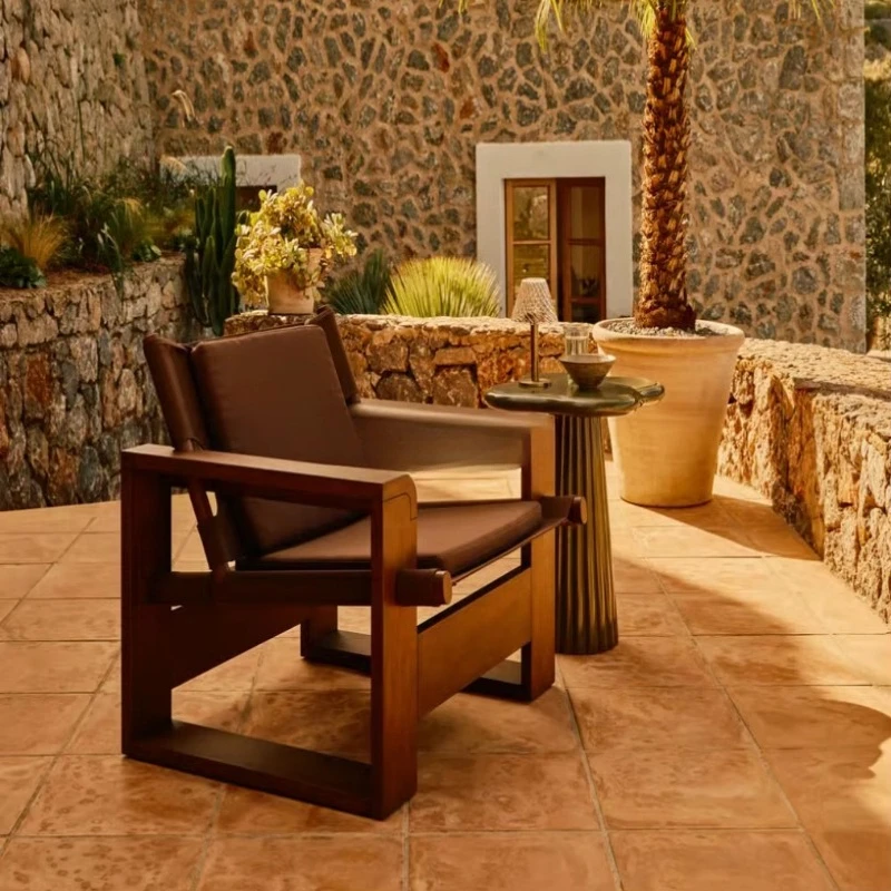 Teak outdoor furniture with teak chairs, modern courtyard dining table, garden dining room furniture