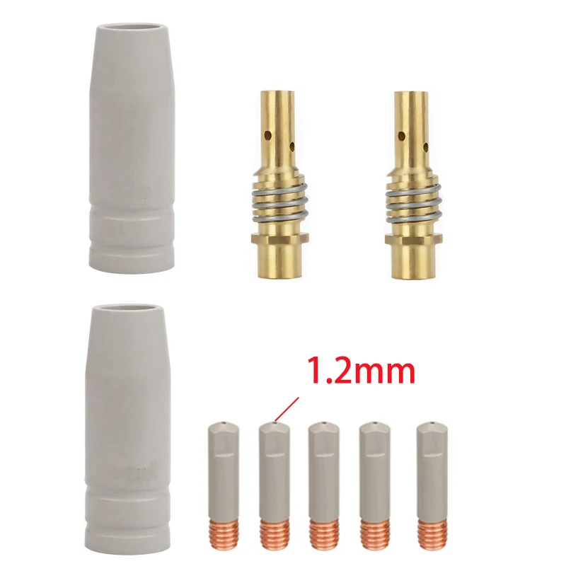 ชุดหัวเชื่อมเซรามิก 9 ชิ้น สำหรับเครื่องเชื่อมมิก 15Ak หัวเชื่อมเคลือบใหม่ ป้องกันการติดตะกรัน หัวเชื่อมนำไฟฟ้า อุปกรณ์เสริมปืนเชื่อม ปลอกป้องกันหัวเชื่อม ทนความร้อนสูง