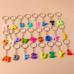 Cute Rose Flower Creative Initial 26 Letters Keychain for Women Girls A-Z Alphabet Keyring Pendants Handbag Decor Jewelry Gifts
