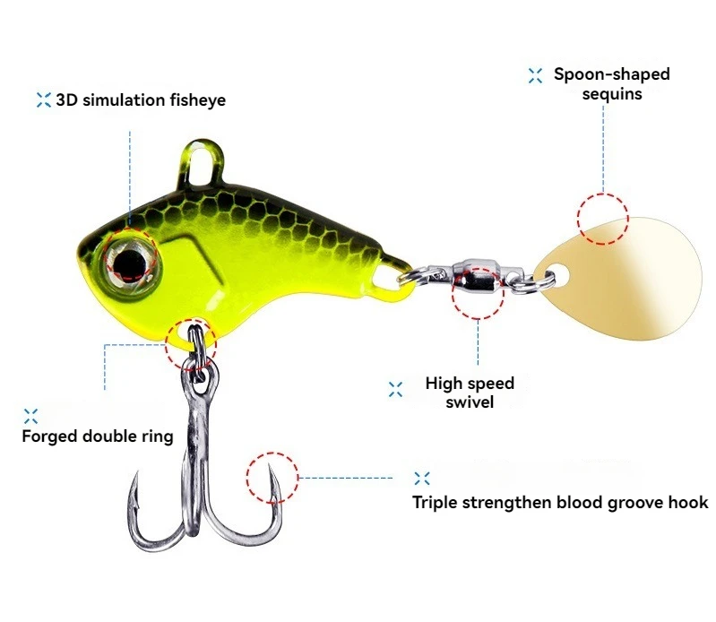 Angeln Locken Set 5 stücke Wobble Rotierenden Metall VIB Vibration Köder Spinner Löffel Jig Meer Lockt Künstliche Harte Köder Pailletten angelgerät – Detail 3