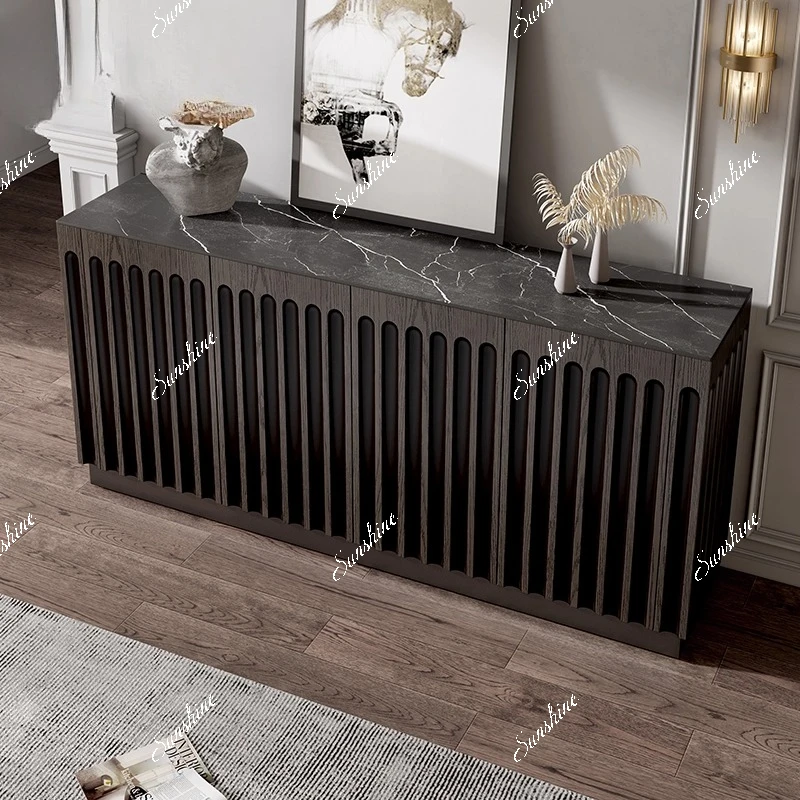 New Chinese solid wood light luxury side cabinet modern guest restaurant partition  FT