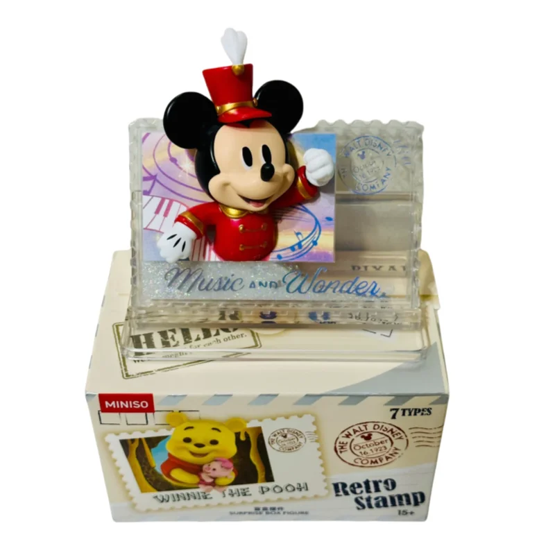 HOT Genuine Miniso Disney Anniversary Retro Stamp Series Blind Box Anime Figure Surprise Mystery  Fridge Magnet Customized Gift
