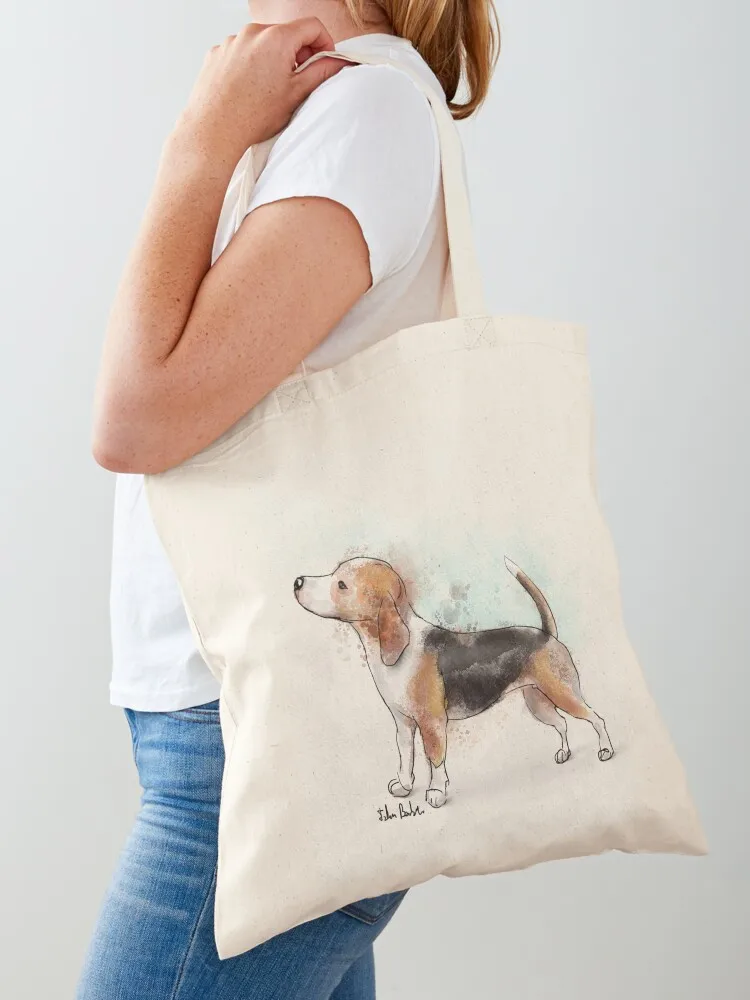 

Watercolor Drawing of a Cute Beagle Tote Bag university shopper bag Big bag women hand bags