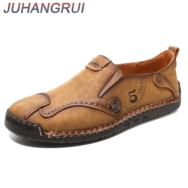 Genuine Leather Men's Casual Shoes Slip on Man Loafers Fashion Lightweight Walking Shoes Handmade Soft Driving Shoe Boat Shoe