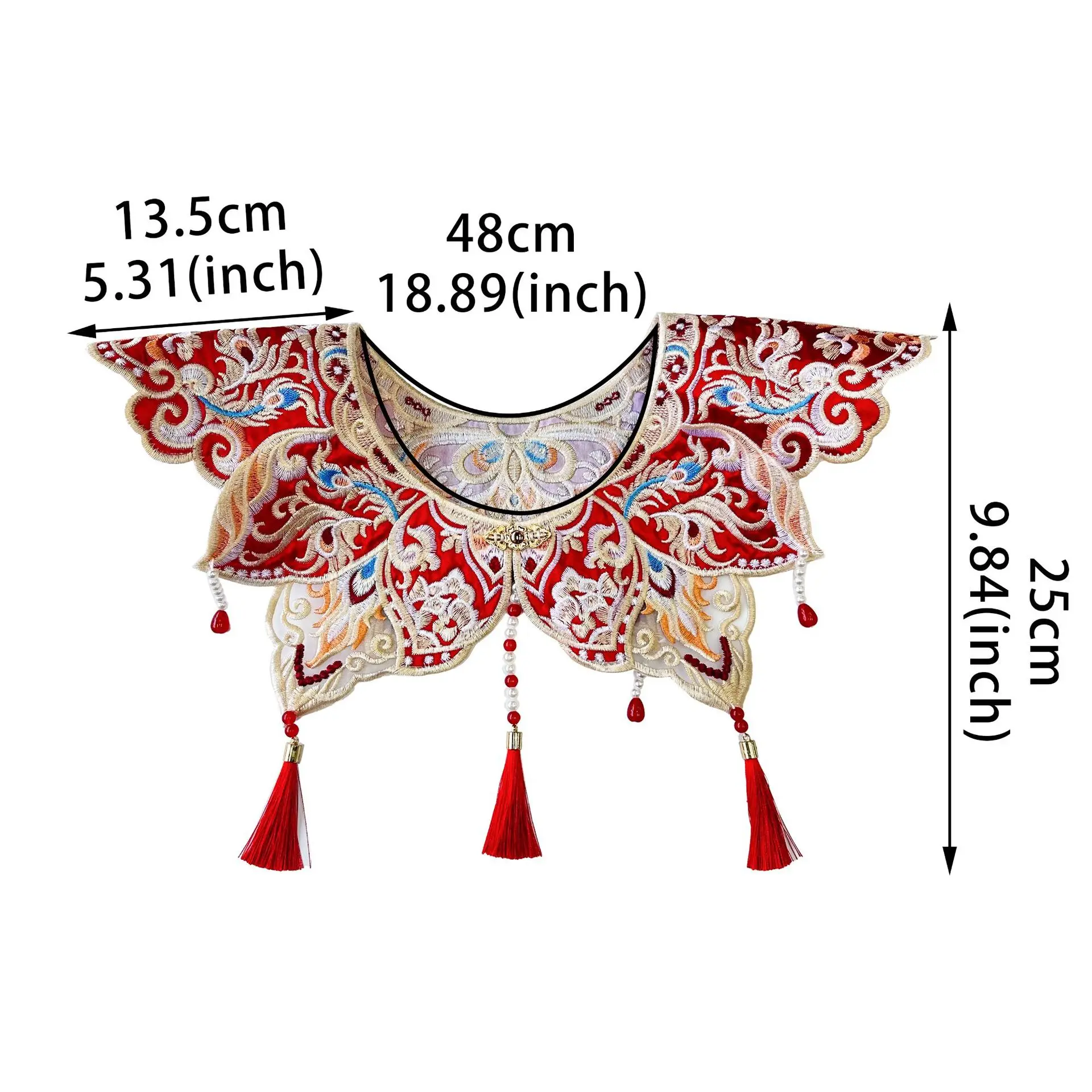 

Elegant Graduation Gown Shoulder Wraps Hanfu Lace Collar Shawl Tassels Pendant Cape College Students Ceremonial Scarf Wrap