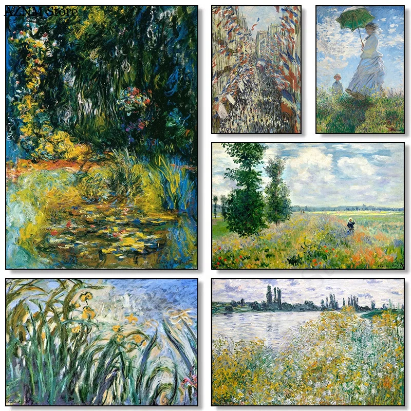 Berühmter Künstler Claude Monet Romantisches Kunstwerk Leinwandgemälde Wandkunst Poster und Drucke Bild für Schlafzimmer Büro Heim-Dekoration