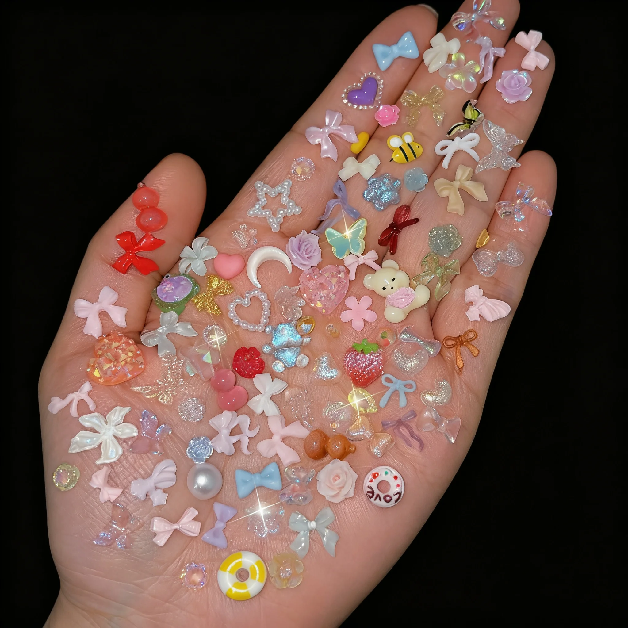 50 جرام/الحقيبة 500-600 قطعة فيونكات راتينج عشوائية/زهور مسمار الفن سحر ثلاثية الأبعاد كاميليا مختلطة/Bowknot/اللؤلؤ مسمار الديكور Craft بها بنفسك الحرفية مانيكير
