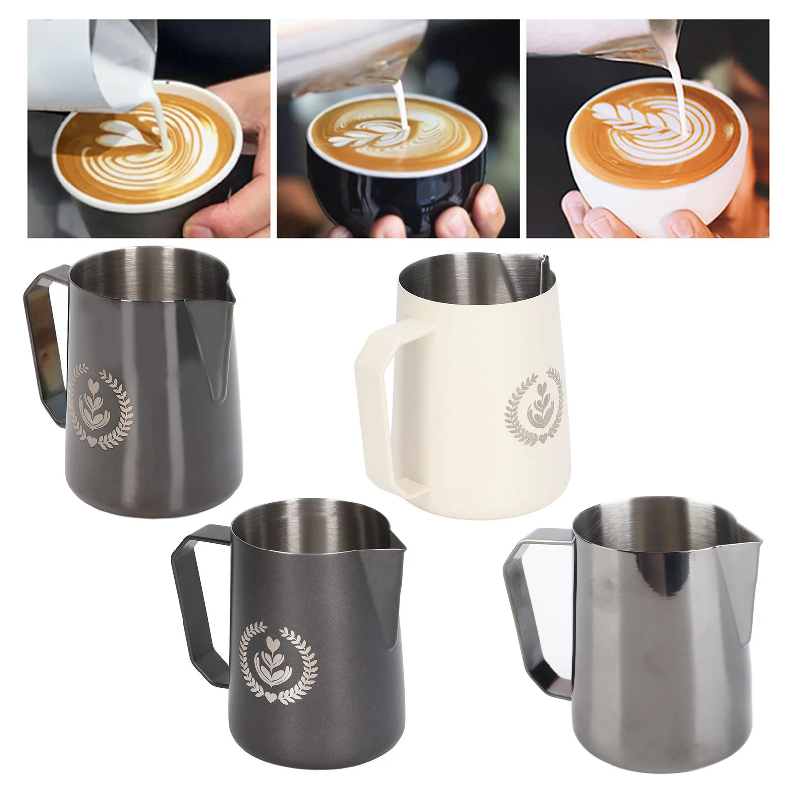 450ml Coffee Frothing Pitcher Milk Cup Latte Art Stainless Steel Frother Jug Mixing Cup Pot for Coffee Espresso Barista Tool