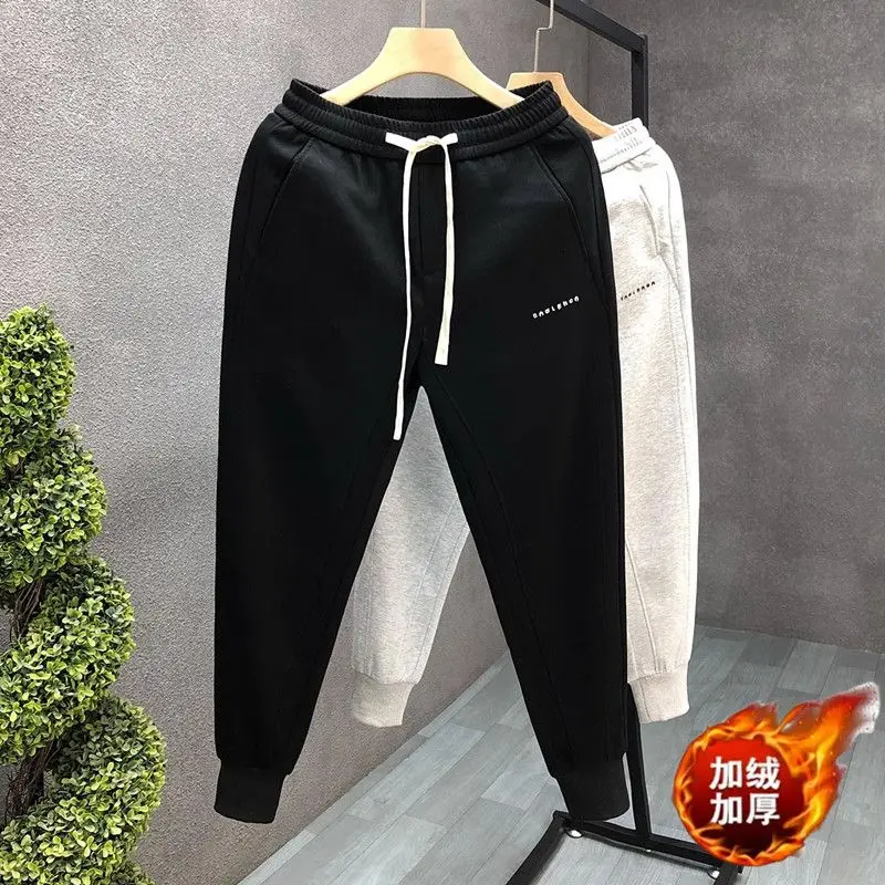 الكورية المناخ مجموعة السراويل 2025 الخريف الشتاء جديد الصوف سميكة سراويل تقليدية رمادي بنطلون الرجال العصرية مشد Sweatpants #3