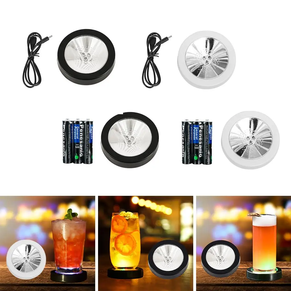 Glow Coaster Cocktail Base Colorful Lights Luminous Placemat Flashing Cup Mat for Champagne Party Decorations Festival