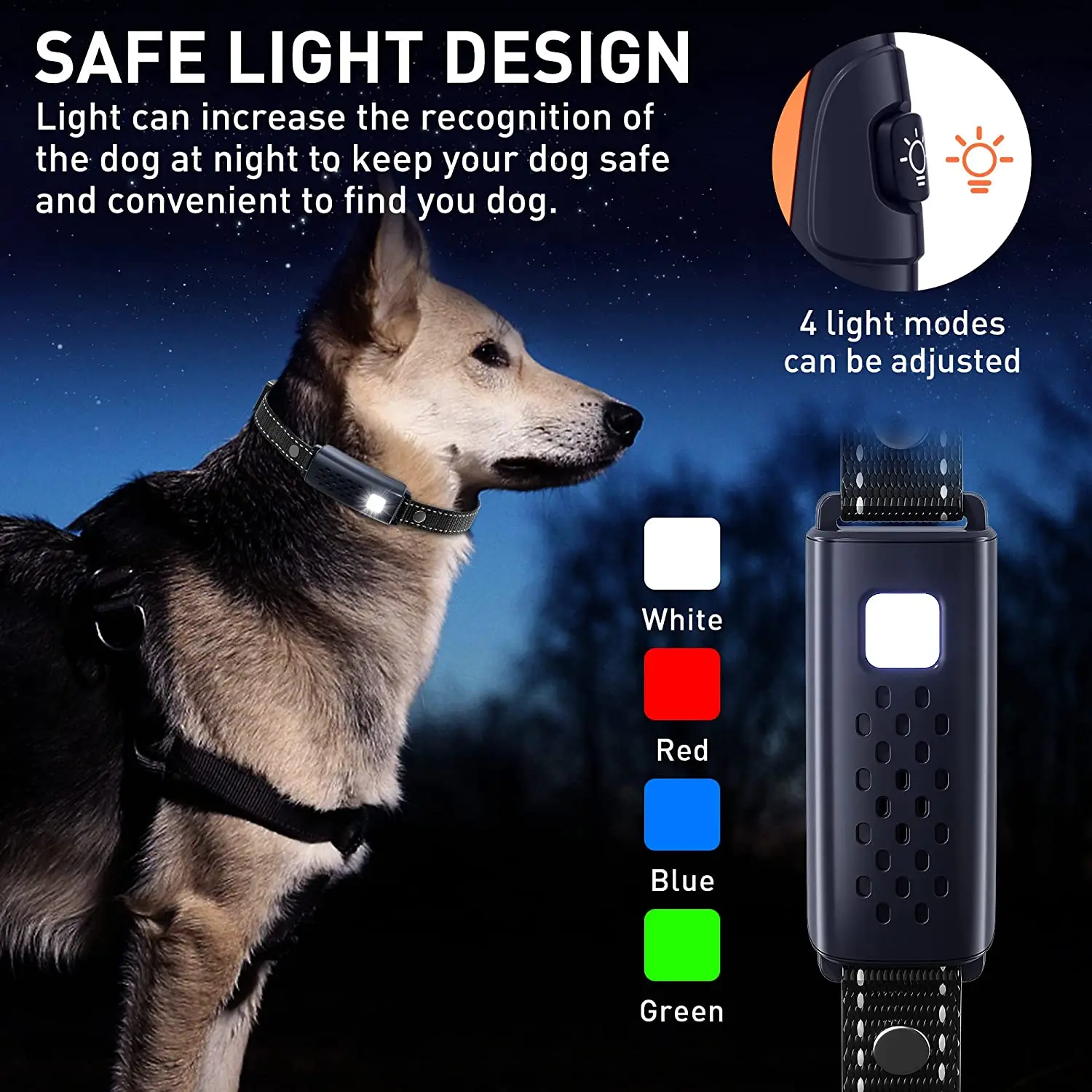 3280FT Pet Dog Training Shock Collar 3 Training Modes Beep Vibration Shock Flash Light Safety at Night Dual Battery Display