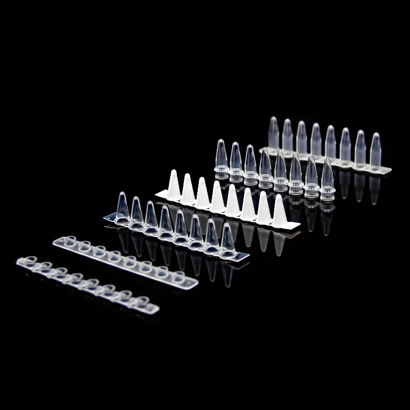 Tubos de PCR de 0.2ml, tiras de tubos de centrífuga PCR de 8 posiciones con tapa, tubo microplástico blanco porcelana para experimentos genéticos con agarosa, 200 unidades/paquete