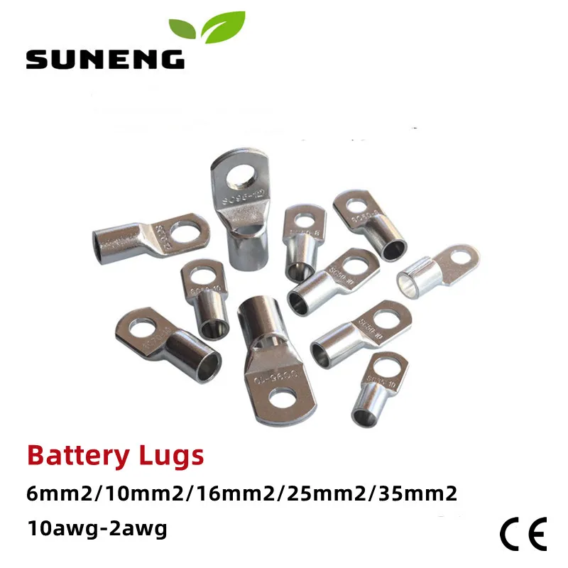 

50 PCS/ 100 PCS Tinned Plated Copper Battery Lugs SC Type Electric Power Terminals Connector Crimp Cable For 35mm2 25mm2 16mm2