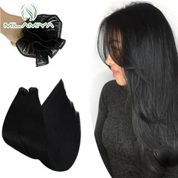 Flat Silk Hair Weft Sew In Bundles 50g/2pcs Invisible Virgin Hair Extensions Real Human Hair Smooth Straight Hair For Salon