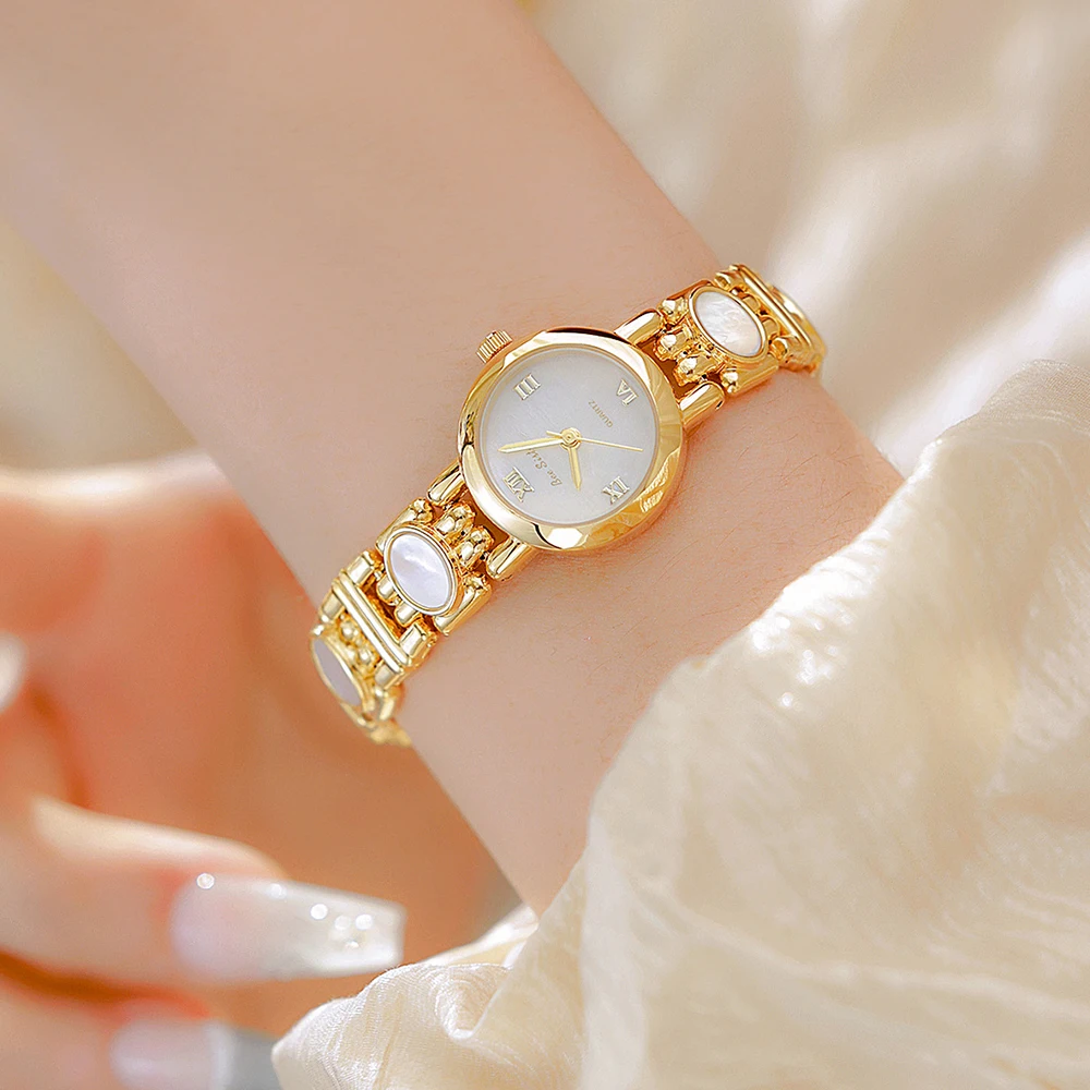 Роскошные бренды, женские часы, красочные оригинальные браслеты-ракушки, наручные часы, винтажные золотые кварцевые женские часы, платье, подарки, новинка