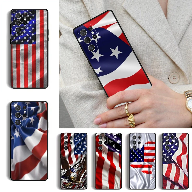 Silk Flags USA America Phone Case for Samsung Galaxy S26 S25 Ultra S24 S23 S22 S21 Plus Note 10 Bumper Cover