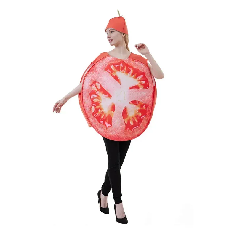 Halloween Fruit Slice Costume Adult Vegetable Tomato Stage Performance Costume Tomato COS Bodysuit